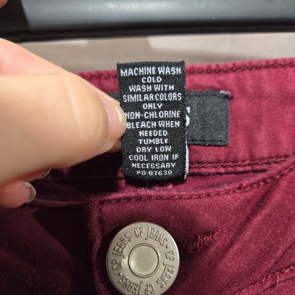 CP Jeans Dark Cherry Red Mid Rise Stretch Colored Denim Skinny Jeans Size 5 - Picture 6 of 10